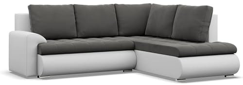 Mebligo - Ecksofa mit Schlaffunktion und 2 Bettkasten Dunkelgrau + Grau 230x89x200 (BxHxT) FORESTA - Rechts Eckcouch, Sofas & Couches, Couch L Form, Cauchsofa, Sofa Wohnzimmer, Ecke Sofa
