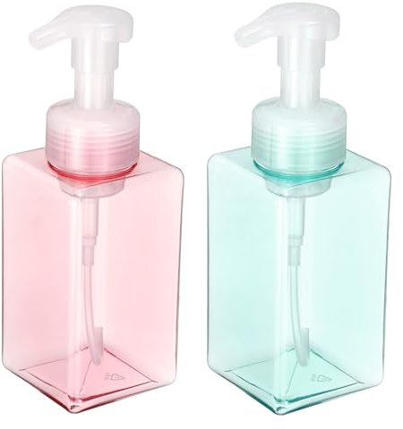 sourcing map 4 Stück quadratische leere Schaumpumpflasche, 450 ml, Reise-Schaumseifenspender, leer, nachfüllbar, Kunststoff-Pumpflasche für Wimpern-Shampoo, Handseife, Gesichtslotion (22,9 cm, klares