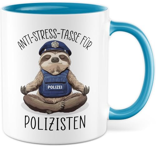 Polizei Tasse mit Spruch – Geschenk Anti-Stress-Tasse für Polizisten – Kaffeetasse 330ml aus Keramik – Beamter, Stress, Büro, Geschenkidee – Kaffee-Becher