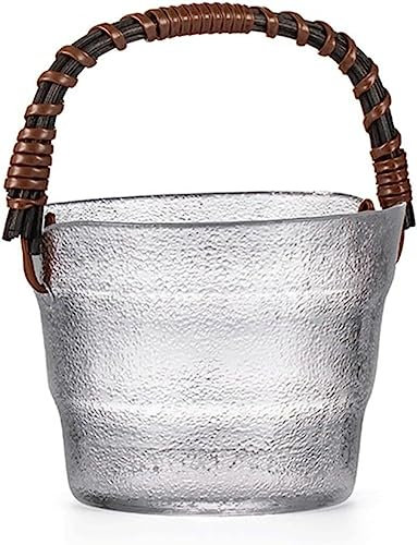 Ice Bucket,Rattan Portable Glass Fruit Basket,Home Ice Bucket Drink Bucket Water Bucket Champagne Beer Wine Cooler for il Party Wine Dry Fruit Tray Wine Bucket