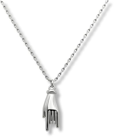 LA CORNE ITALIENNE Collier L'Iconica Mixte Chaîne en Acier Argenté Mano Corno en Acier