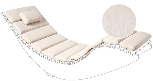 Beliani Auflage für Gartenliege Brescia Hellbeige mit Kissen UV-beständig 180x60x5 cm