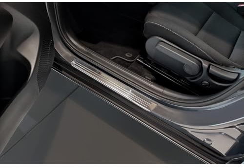 Avisa Inox door sill protectors compatible with Hyundai Kona II 2023- / MG 3 2024- / MG ZS II 2024- 'Lines' - 4-pieces