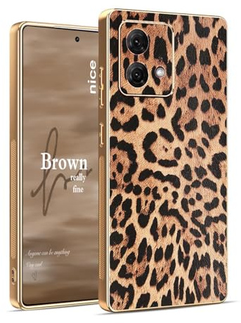 YUEQIAN Hülle für Motorola Moto G84 5G Schutzhülle, Klassische Leopard Gepard Muster Prämie Kunstleder Handyhülle, Mädchen Weiche TPU Silikon Stoßfest Schutzhülle. Leopard