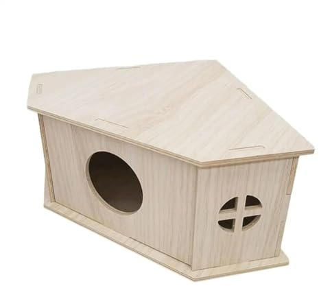 Bosiyrggrl Hedgehog House Small Animal Habitat Wooden Hide Hut Playground Small Animal Habitat Sturdy Natural Pet Supplies