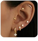 Turandoss 7 Paar Piercing Ohr Gold für Damen, 14K Vergoldete Hypoallergene Piercing Stecker Ohrstecker Set Ohrringe Gold Klein Medizinische Ohrstecker Creolen Helix Knorpel Piercings Ohr Schmuck