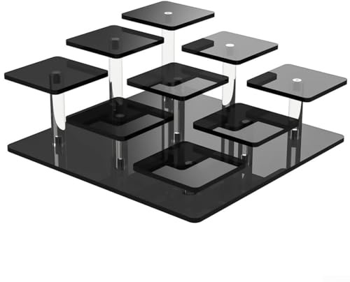 YobiLife Acrylic Display Stand Multi-Layer Clear Shelving Unit for Figurines Cupcakes Decor 5mm Thick Organizing Stand Home Garden(black)