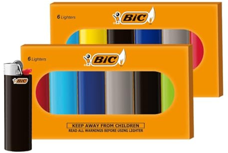 BIC - Set mit 12 verschiedenen Maxi-Feuerzeugen mit Feuerstein.