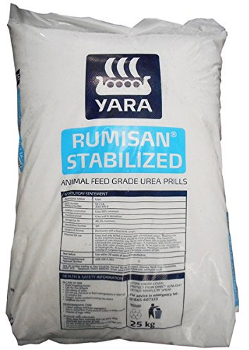 Rumisan UREA Prills 25Kg - Animal Feed Grade - Horse Pony Cattle Cow Swine Food Supplement - High Nitrogen 46-0-0 Fertiliser (1x 25Kg Sack)