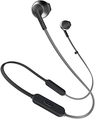 JBL Tune 205 BT Auriculares inalámbricos intraurales con micrófono y mando a distancia con 3 botones, función de manos libres y diseño ergonómico con cable sin enredos, negro