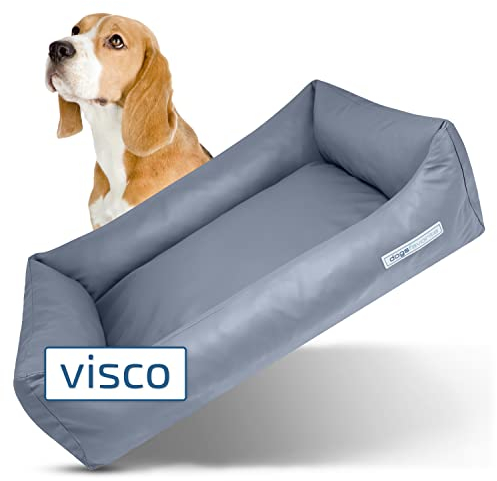 dogsfavorite Hunde-Bett mit Visco-Kissen - waschbares Hundekörbchen - hochwertiges Hundesofa - gelenkschonendes Hundekissen - robuste Hundematte - grau - Gr. M - 100 x 75 cm