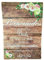 Cartel Bienvenidos a nuestra Boda flores con flores azules y fondo de madera.