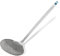 Tasty Skimmer Spoon, Stainless Steel Slotted Spoon, Strainer Ladle with Modern Handle and Silicone Loop, Strainer Spoon, Dishwasher-Safe, Dimensions: 31x9.5cm, Colours: Silver & Blue