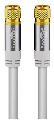 goobay Sat Antennenkabel 1m, 135dB 4-fach geschirmt, Koaxialkabel mit F-Stecker auf F-Stecker, reines Kupfer, vergoldet, für 4K 8K UHD DVB-S2 TV - 50739