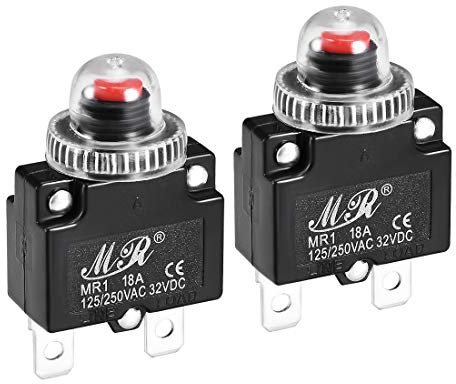 uxcell Interruptor de protección contra sobrecarga de botón de interruptores de circuito térmico con tapa impermeable