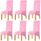 LANSHENG Stretchy XL Stuhlbezüge für Esszimmerstühle, Stretch Spandex mit Gummiband Stuhlbezug,Velvet Large Dining Chair Schonbezüge für Restaurant Hotel Party Bankett (Rosa,6er Set (Groß))
