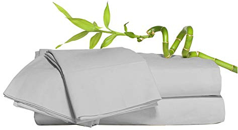 100% Bamboo Super Silky Soft Luxury 4 Piece Duvet Bed Set - Complete Bedding Set Includes Duvet Cover 2 Pillowcases and Deep Fitted Sheet by Euphoric Bedding ® (Light Grey, Super King)