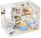 Casa Delle Bambole Fai da Te, Kit Casa Delle Bambole in Miniatura Fai da te Mini Camera 3D in Legno Realistica Camera Fatta a Mano Giocattolo con Mobili Luci a LED Regalo di Compleanno di Natale