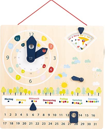 small foot Lernuhr mit Kalender „Educate“, Lernen von Uhrzeit, Wetter und Wochentagen, für Kinder ab 5 Jahren, 11625