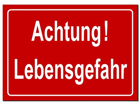 Achtung-Lebensgefahr-Schild-Aluminium Verbund-300 x 200 x 3 mm-Warnschild-Hinweisschild-Türschild (1383-30 x 20 cm mit Löcher)