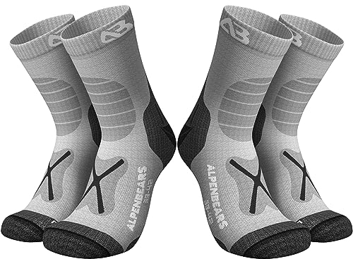 Premium Wandersocken aus Merino Wolle - [2 Paar] - Profi Trekkingsocken zum Wandern - Outdoor Socken für Damen, Herren & Kinder - Warme Merino Wandersocken - Funktionssocken - (Grau, 35-38)