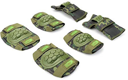 Osprey Kinder Skate BMX Pads - Knie-, Ellenbogen- und Handgelenkschützer Set - 6-teiliges Roller Streetsport Pad Set - Camo - Groß