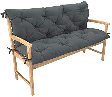 chilly pilley Bankkissen Relax Palettenkissen mit Rückenlehne Gartenschaukelkissen mit Nähten Gesteppt Gartenkissen Garten Kissen Sitzpolster Hollywoodschaukel (110x50x50, Grau)