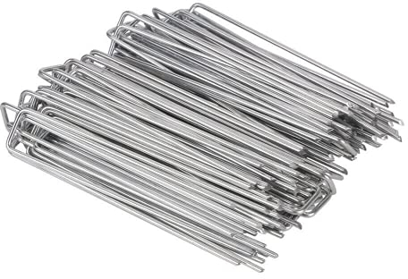 Trintion 100 Stück Erdanker Anti Rost Bodenanker Zeltheringe Camping Heringe für Gartenvlies Bodenbefestigung Zaun 200mm x 30mm x Ø 3mm