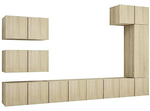 vidaXL Ensemble de Meubles TV 8 pcs, Ensemble d'Armoires de Télévision avec Rangement, Meubles Télé de Salon, Chêne Sonoma Bois d'Ingénierie