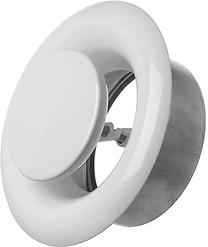 Ø 100mm / 4 inch White Metal Diffuser with Mounting Ring - Exhaust Air Valve - Ventilation Cover