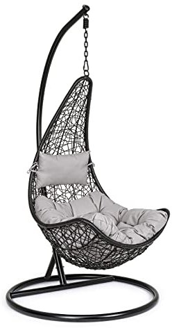 Decorspace Hängesessel Hängesessel Amirantes für Garten und Veranda aus Rattan mit Kissen (Anthrazit, Small)
