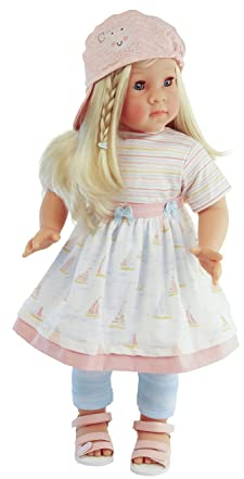 Schildkröt Puppe Elli Stehpuppe (52 Zentimeter, Blonde Haare, Blaue Schlafaugen, Kleidung weiß/blau/Rose, Spielzeugpuppe, ab 36 Monaten) 34152169