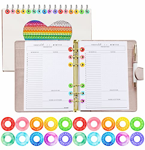 3000 pegatinas de refuerzo de agujeros, 10 diseños de acuarela Protectores de agujeros de papel Etiquetas circulares autoadhesivas para hojas de papel sueltas (exterior 13mm, interior 6.5mm)