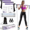 Pilates Bar Kit mit Widerstandsbändern (30, 18 kg) – Tragbarer 3-Abschnitt Stick mit verstellbaren Bändern – Multifunktionales Fitnessgerät für Heimtraining – mit Übungsanleitung