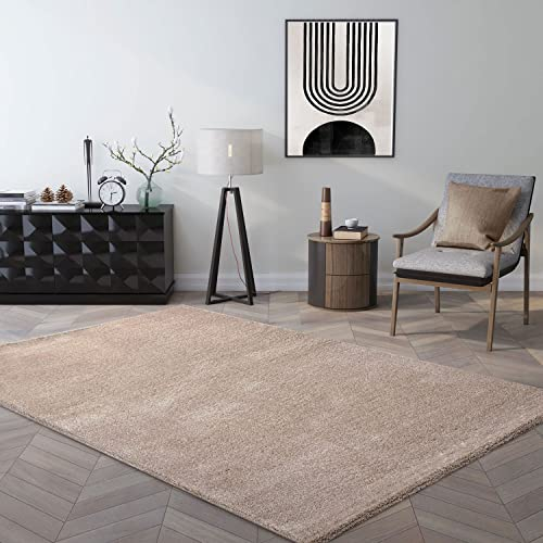 VIMODA Teppich kurzflor Einfarbig Super Qualität Ultra Soft für Wohnzimmer, Kinderzimmer, Schlafzimmer Läufer, Farbe:Beige, Maße:160x230 cm