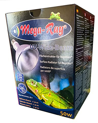 Mega-Ray - Metalldampfleuchte für E27 Fassung UV HID Beleuchtung für alle Wüstenterrarien & Tropenterrarien (50W - 90° Abstrahlwinkel (Vorschaltgerät erforderlich))