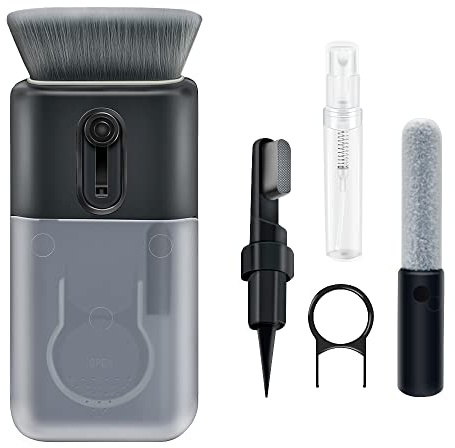 Keyboard Cleaner Kit （6in1）Earphone Cleaner Kit with Brush Spong Pen Nibs for Electronic Cleaning Cellphone Hole Earbuds Monitor (Black)