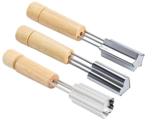 komsoup Edelstahl Ausstechformen Set, 3-teiliges Ausstecher-Set Zum Backen, Herz/Stern/Blume, Gemüse Brot Ausstecher Mit Holzgriff, Gemüseausstecher-Formen-Set
