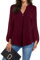 Magritta Women Tunic Tops Plus Size Shirt Long Sleeve V Neck Blouses Ladies Plain Ruffle Swing Tops for Leggings Deep Red X-Large, 22-24