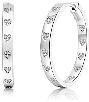 Senteria 925 Sterling Silber Creolen für Damen | Hypoallergene Silber Creolen für Damen und Mädchen mit Glänzendem Zirkonia, Leichte Große Creole 30MM