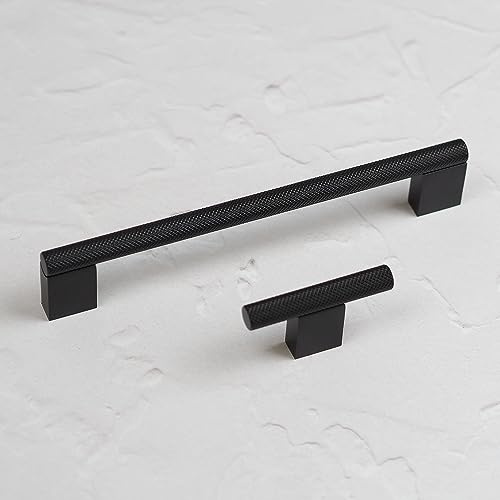 60mm Textured Knurled Matt Black Kitchen Knob Handle Cabinet Door Drawer Furniture Pull