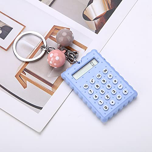 Taschenrechner Krankenschwester Kleiner Tragbarer Elektronischer Schlüsselanhänger-Clip Tragbarer Süßer Keks-Stil Schlüsselanhänger-Rechner Elektronisches Zubehör (Blau)
