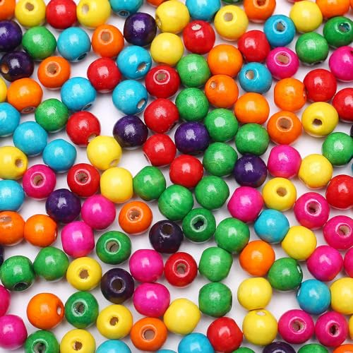 HERZWILD 100pcs bunte Holzperlen zum Auffädeln 20mm runde Holzperle farbige Bastelnperlen f. DIY Schmuck Herstellung (20mm)