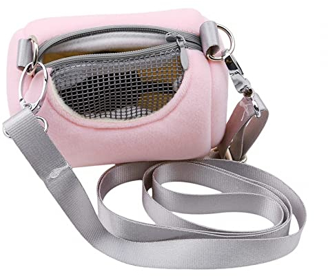 MiOYOOW Hamster Tragetasche,Warme Outdoor Hamster Tasche Atmungsaktive Kleiner Tier Reisekäfig mit Verstellbarem Riemen für kleine Hamster Gerbil