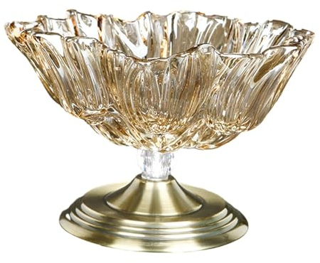 Milageto Fruit Plate Glass Fruit Bowl Salad Plates Flower Shaped Fruit Holder Glass Candy Dish for Cupcake Fruit Bread Table Party, C