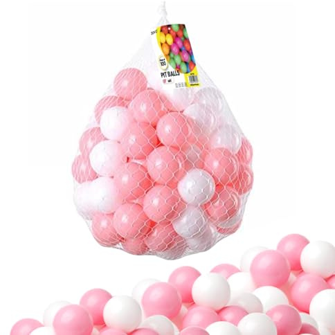 Zuvo Ball Pit Balls 100 Pack Pink, Crush-Proof 5.5cm Plastic, BPA-Free | Refill balls for ball pit, playpen or paddling pool, smooth, no sharp edges, kids and children, indoor and outdoor