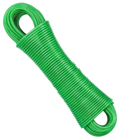 Corde à Linge avec Noyau en Acier de 4 mm - Extra Solide - Résistante à la Rouille et à la Corrosion - Convient pour Une Utilisation en extérieur - Peut Porter 120kg (Vert)