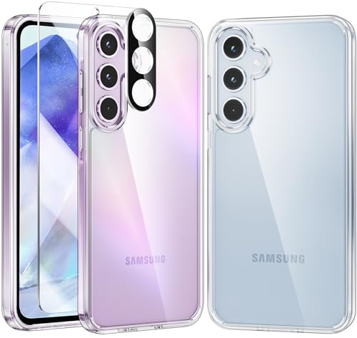 FNTCASE für Samsung Galaxy A55-5G Fall: Klare schlanke stoßfeste Handy-Schutzhüllen | Anti Vergilbung Kratzer Dropproof Rugged TPU Bumper Transparent Protection Phonecase(Klare)