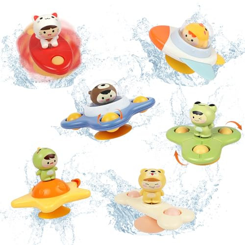 SVIOKODX 6PCS Suction Cup Spinner Toys,Baby Bath Toys,Sensory Toys for 1-3 Year Old Boy Girl,Baby Essentials for Travel,Fidget Toys for Toddlers 1-3,Birthday Gifts for 1-3 Year Old Boys and Girls