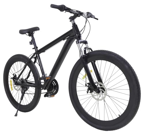 MooBeey 26 Zoll Schwarz Mountainbike aus Kohlenstoffstahl, 21-Gang Schaltung Jugendfahrrad MTB Fahrrad mit Einstellbare Sattelhöhe, Erwachsene Mountainbike Unisex mit Doppelscheibenbremse